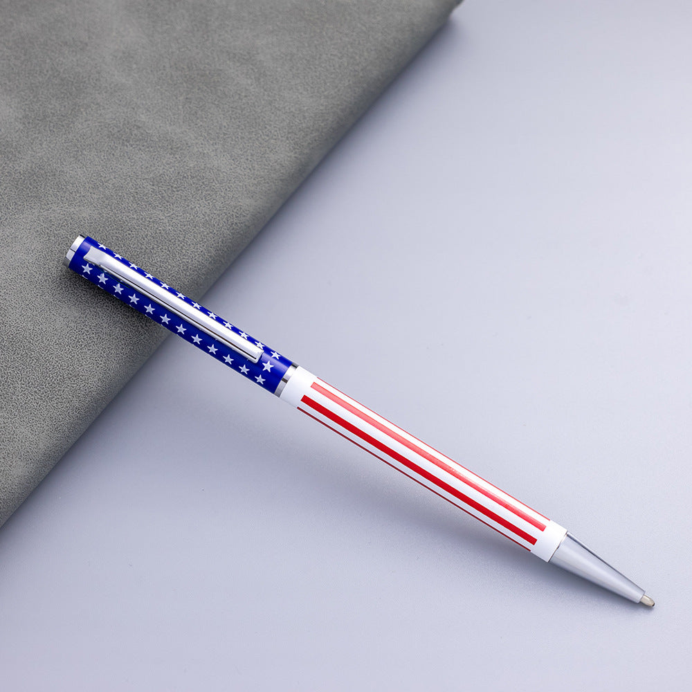 American Flag Metal Ballpoint Pen 10-Pack 1.0mm Black Ink 10 Gold
