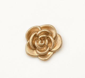 Metal rose-flower shank button, sand gold finish