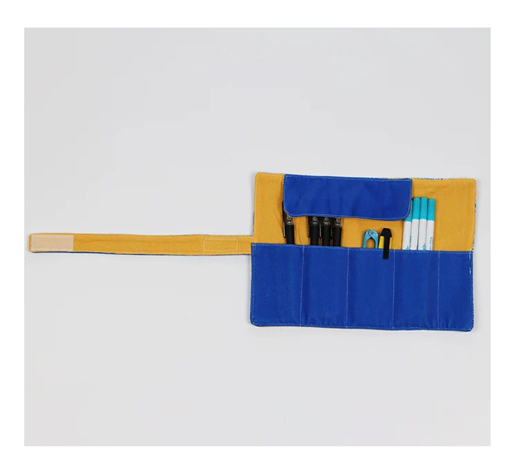 Hand-Painted Chinese Marxist Calligraphy Brush Pen Roll Pouch