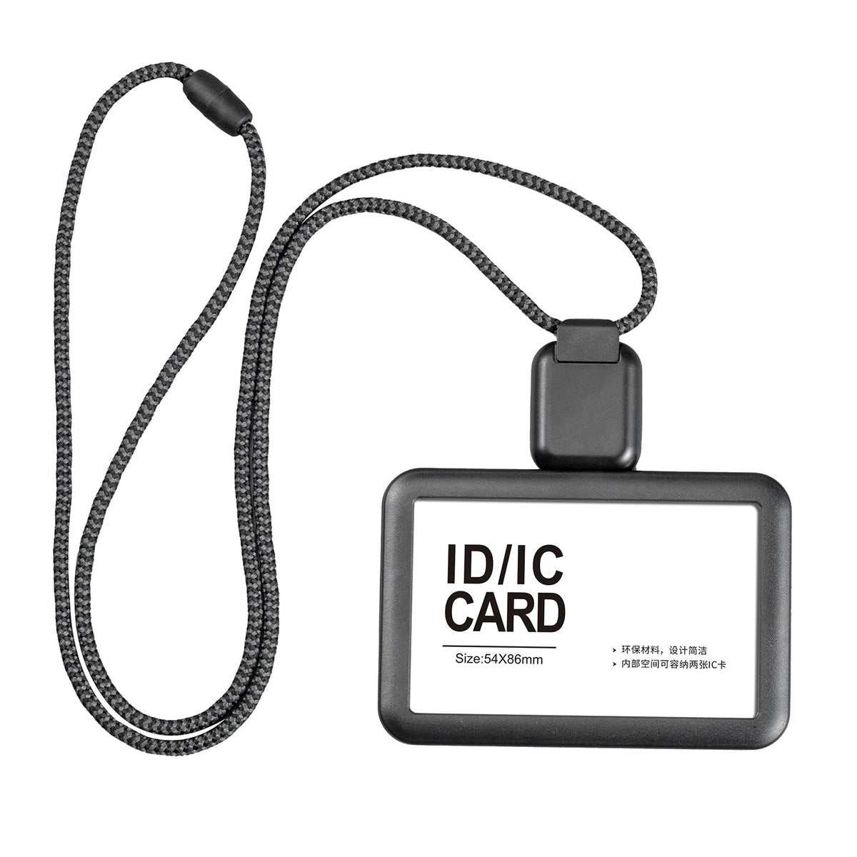 White Badge Holder with Long Retractable Lanyard – 2 Pack | Horizontal & Vertical | Fits 86×54mm Cards Black C