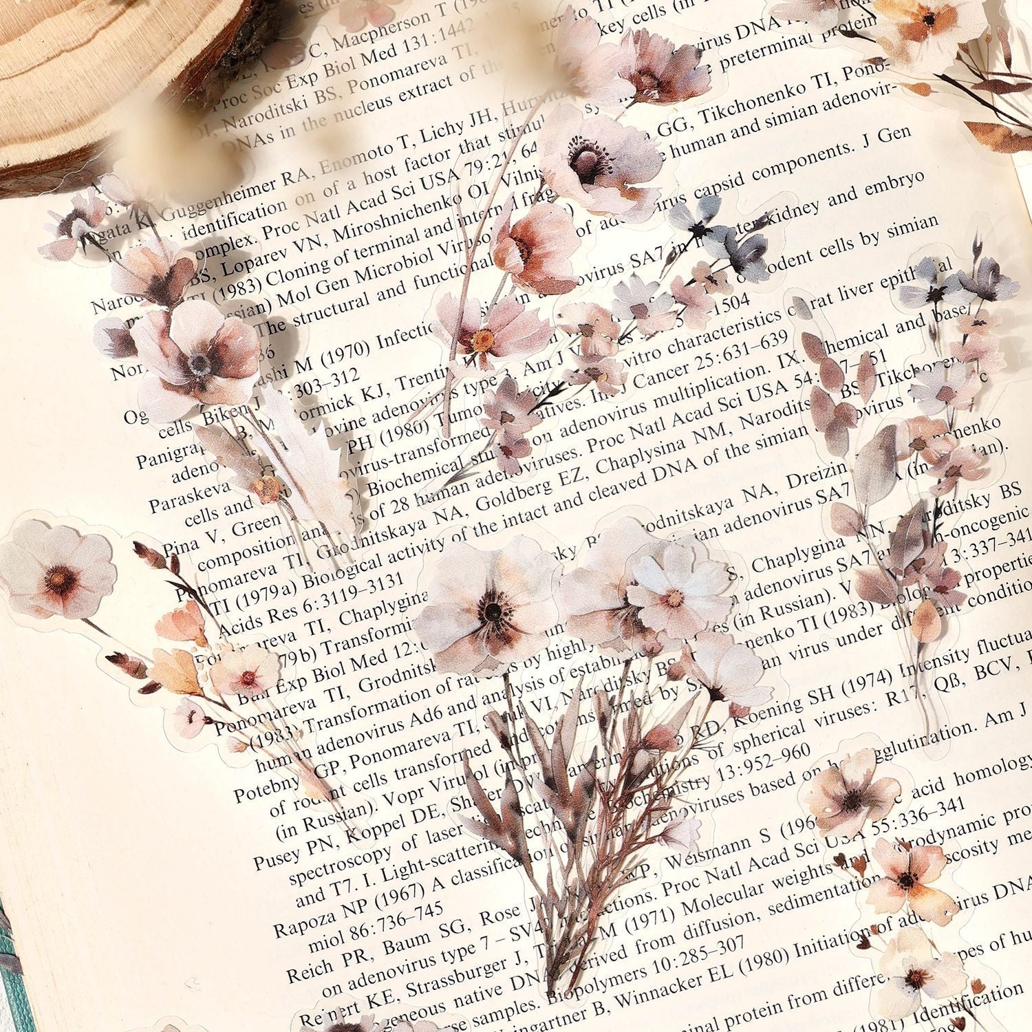 120 Retro Floral PET Sticker Set for Journaling & Scrapbooking