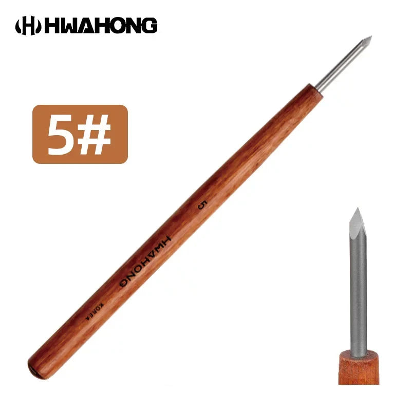 HWAHONG Copperplate Engraving Needle Tool for Soft Metal, 5 Tip Options #5