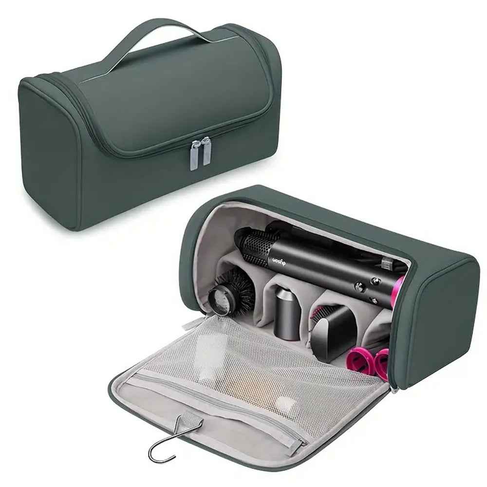 Multi-Function Hair Dryer & Curling Iron Storage Bag with Hanging Hook Green