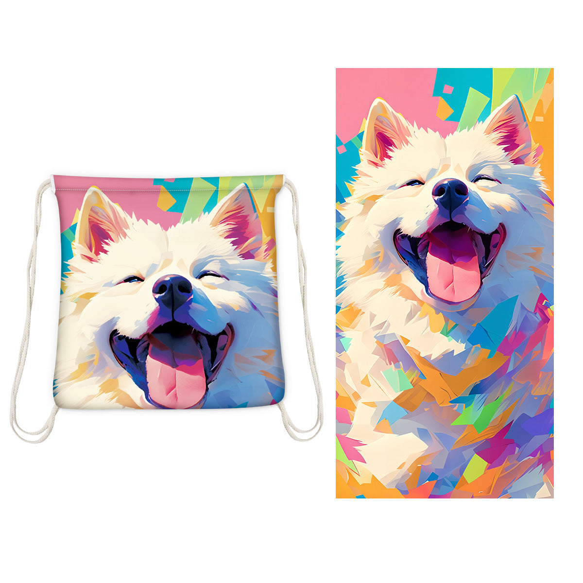 2-in-1 Foldable Printed Beach Towel Built-In Storage Bag
