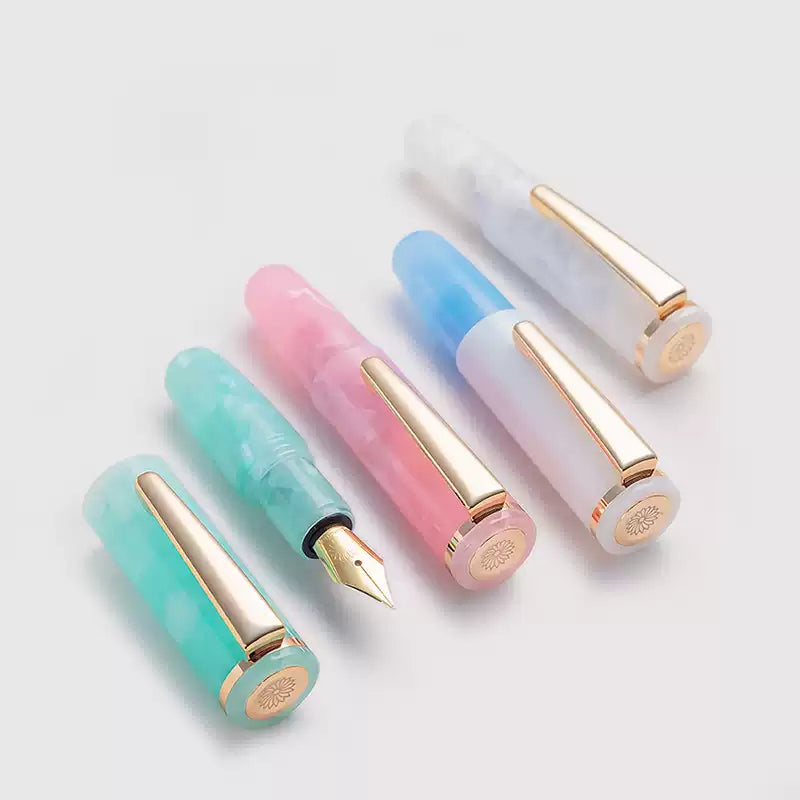 Wancher Super Mini Fountain Pen - 65mm Pocket Eyedropper Pen with Vivid Acrylic Barrel and Pipette