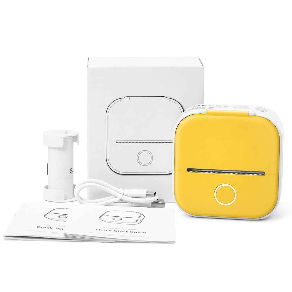 Phomemo T02 Inkeless Bluetooth Thermal Sticker Printer with 1 Roll Paper Yellow