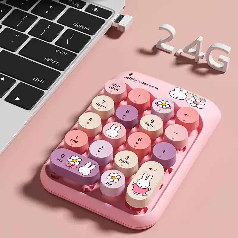 Miffy Rabbit Pink 2.4G Wireless Numeric Keypad | 18-Key Mini Number Pad