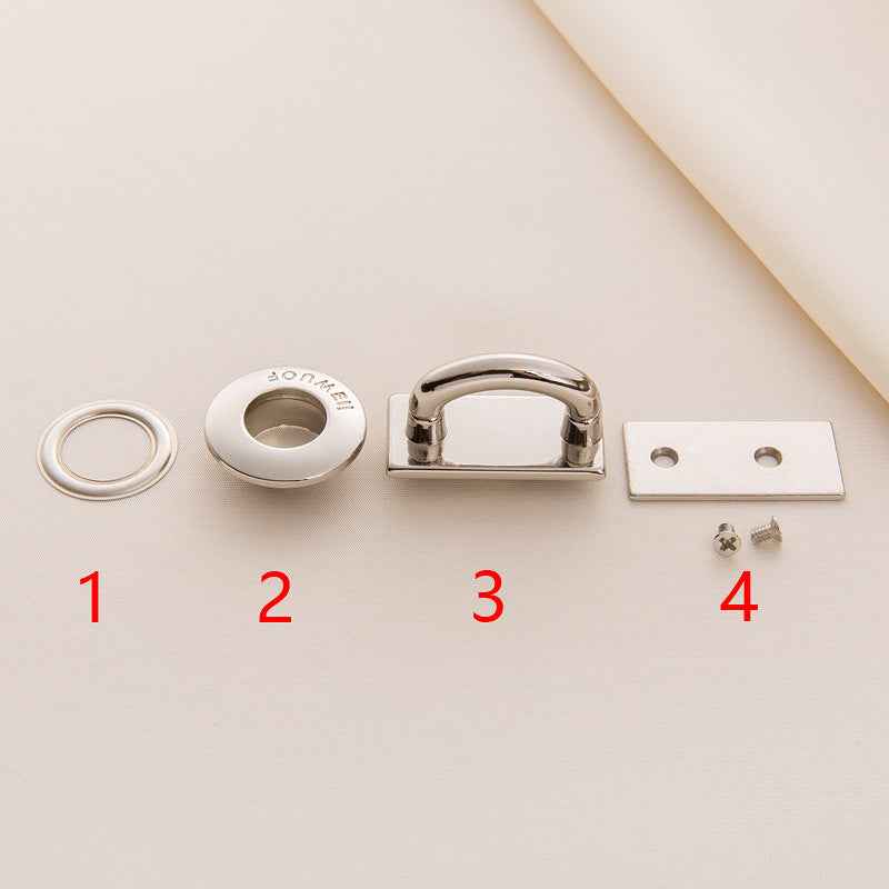 Silver 30mm luggage buckle clasp hardware: ring, base plate, and screws