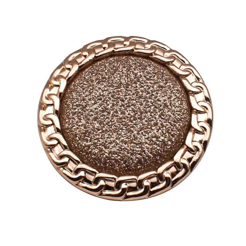 Gold-toned sequin shank button back, textured round base with chain border (18/23/25mm)