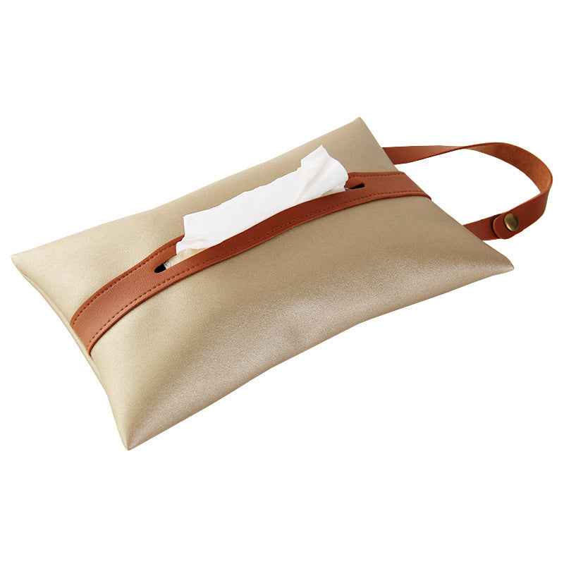 Hanging PU Leather Car Tissue Box Holder Gold