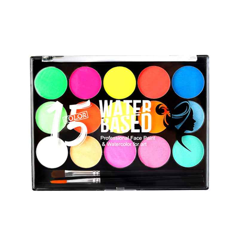 15 Color Face Painting Kit for Kids Makeup with 2 Brushes B