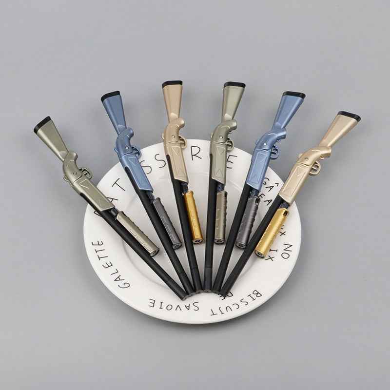 Gun Shape Gel Ink Ballpoint Pen with LED Light - 10 Pack D