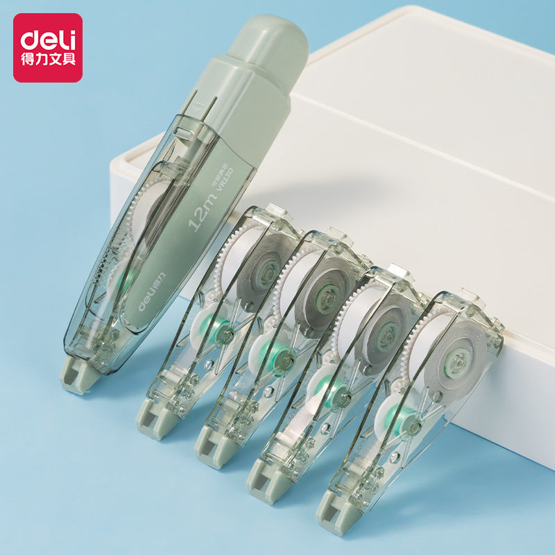 DELI Pen Style Retractable Correction Tape 12M with 4 Refills Green