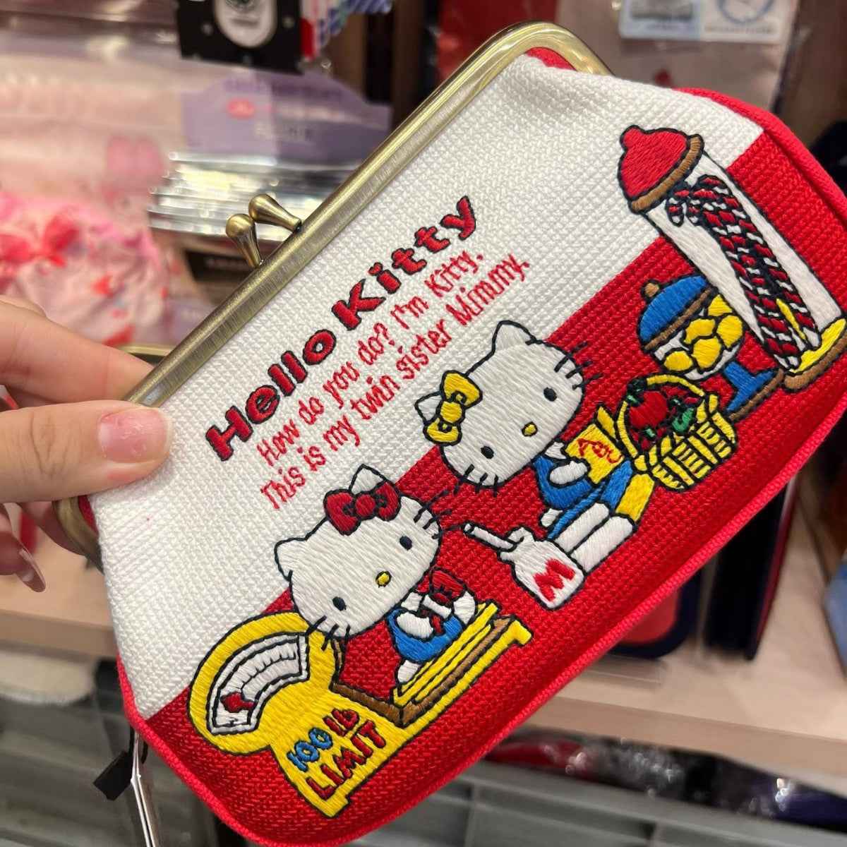 Japanese Kawaii Hello Kitty Cosmetic Bag Embroidered Coin Purse Large