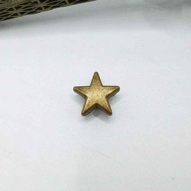 Metal star stud earring component with star-shaped face and pointed center