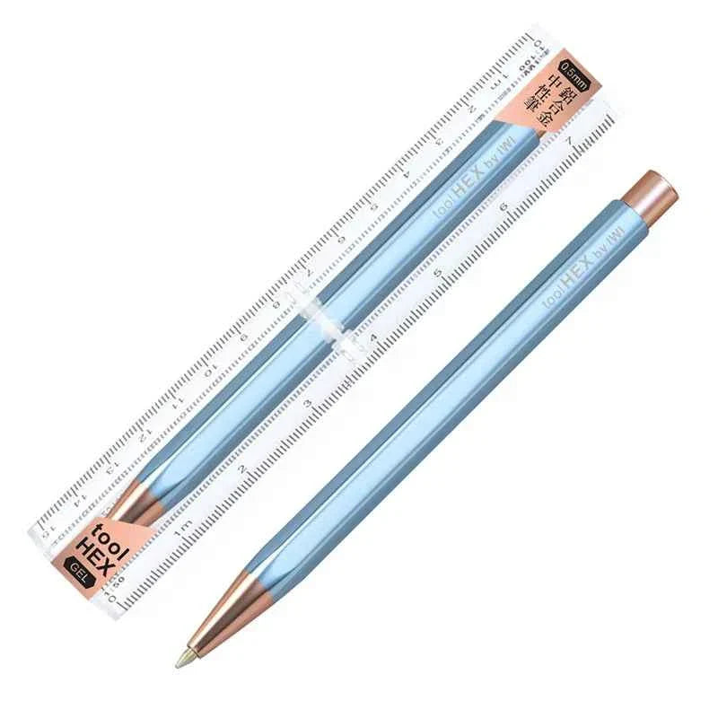 IWI toolHEX Aluminum Click Pen – 0.5mm Hexagonal Barrel with Scales Sky Blue