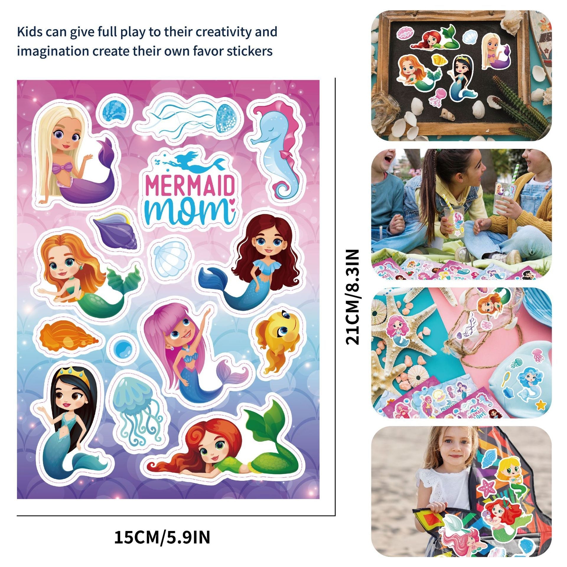 Make a Face Mermaid Squad Stickers for Kids 24 Sheets