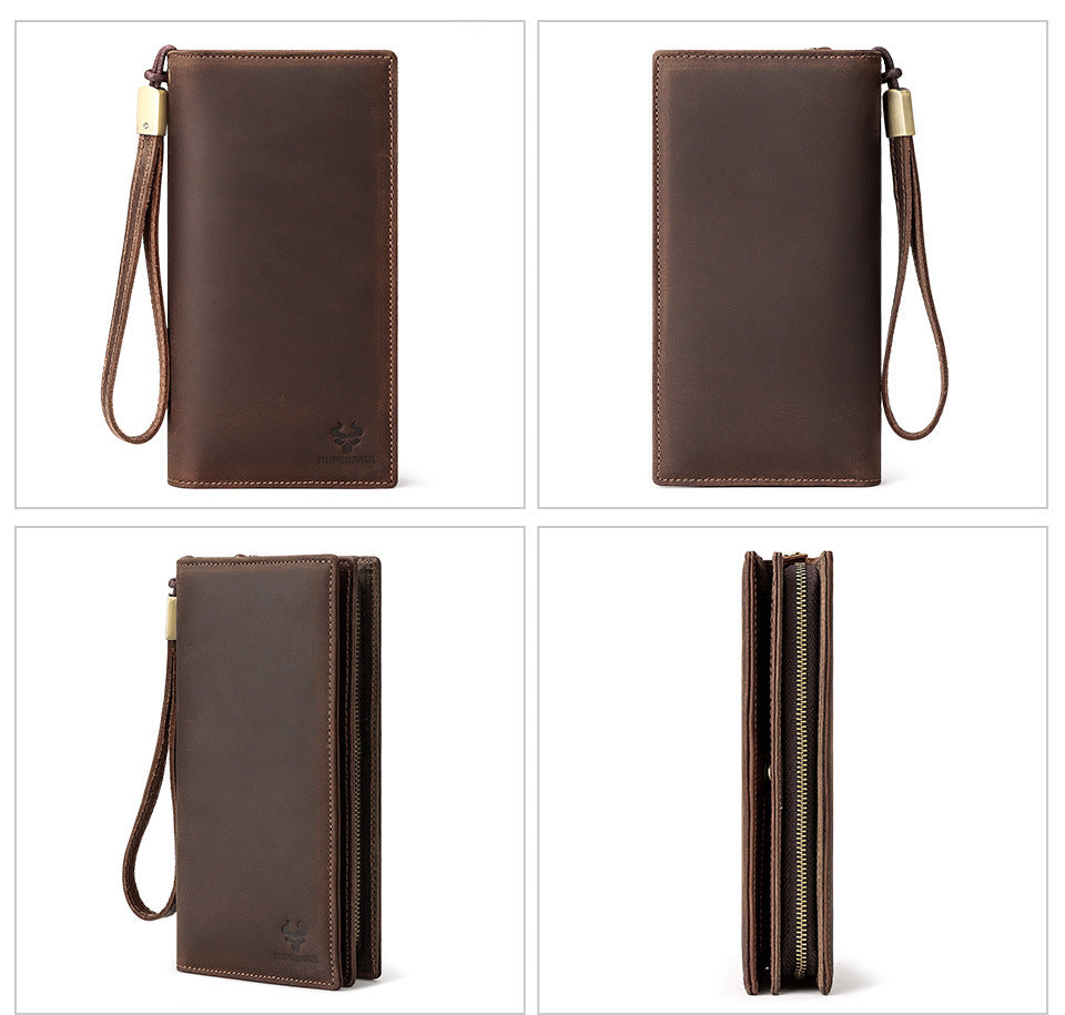 Men's Top Grain Leather Long RFID Blocking Wallet