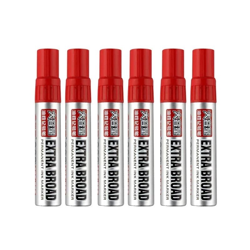 3.8 mm Extra-Large Refillable Permanent Marker Set, 6 Pens Red