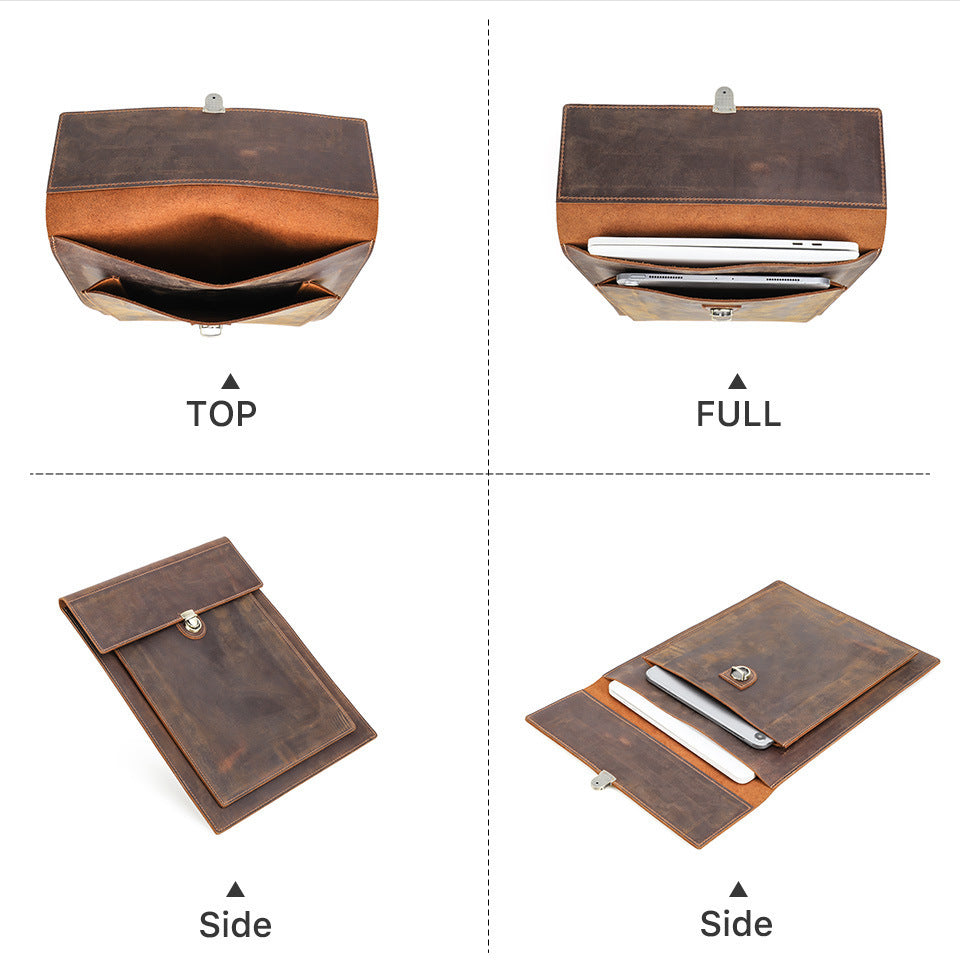 Genuine Leather Laptop Sleeve 13.3" with Clasp Closure