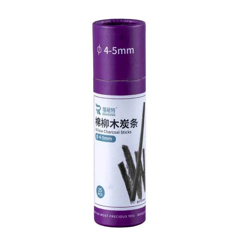 REMSONG Willow Charcoal Sticks 4-5mm for Drawing,25 Pack
