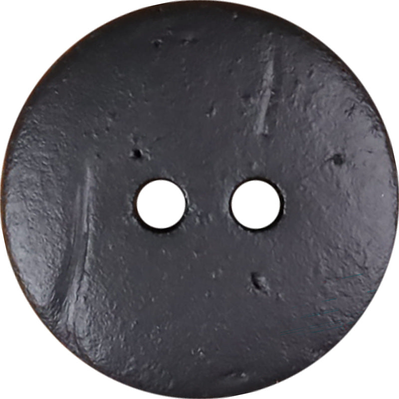 Round 2-hole dark coconut shell button, smooth matte finish