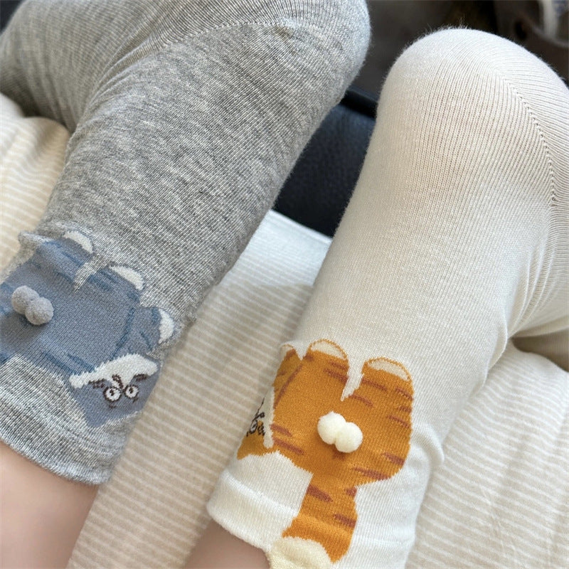 Cartoon Egg Cat Funny Crew Socks | Cute Animal Cotton Mid-Calf Socks for Women | 3-Pack (White/Grey/Black)