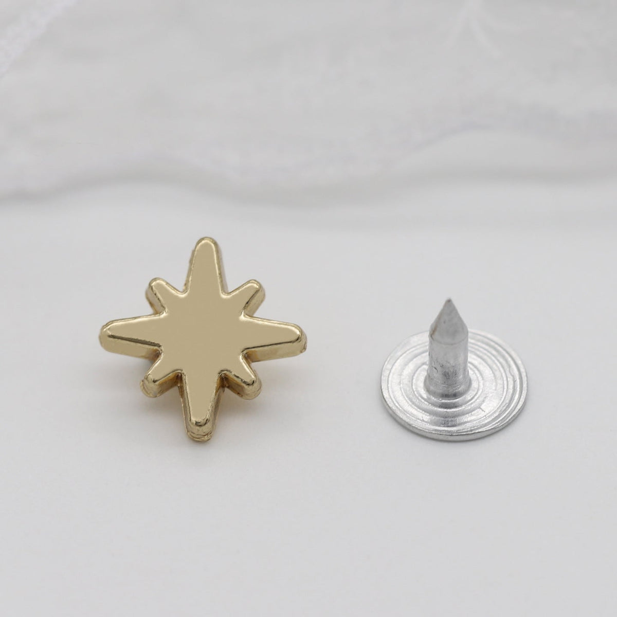 Eight-Point Star Metal Stud Buttons for Shoes & Clothing, 100-Pack Gold