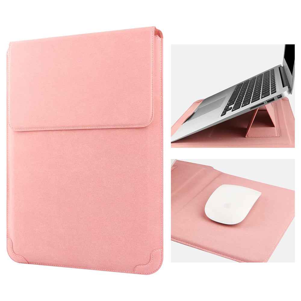 PU Leather Sleeve Case with Stand MacBook Air 13 14 inch Pink Matte
