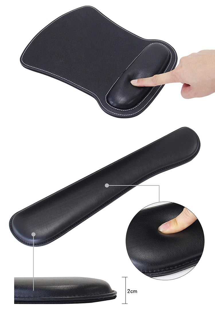 PU Leather Wrist Rest Mouse Pad & Keyboard Wrist Rest Set (2-Piece)