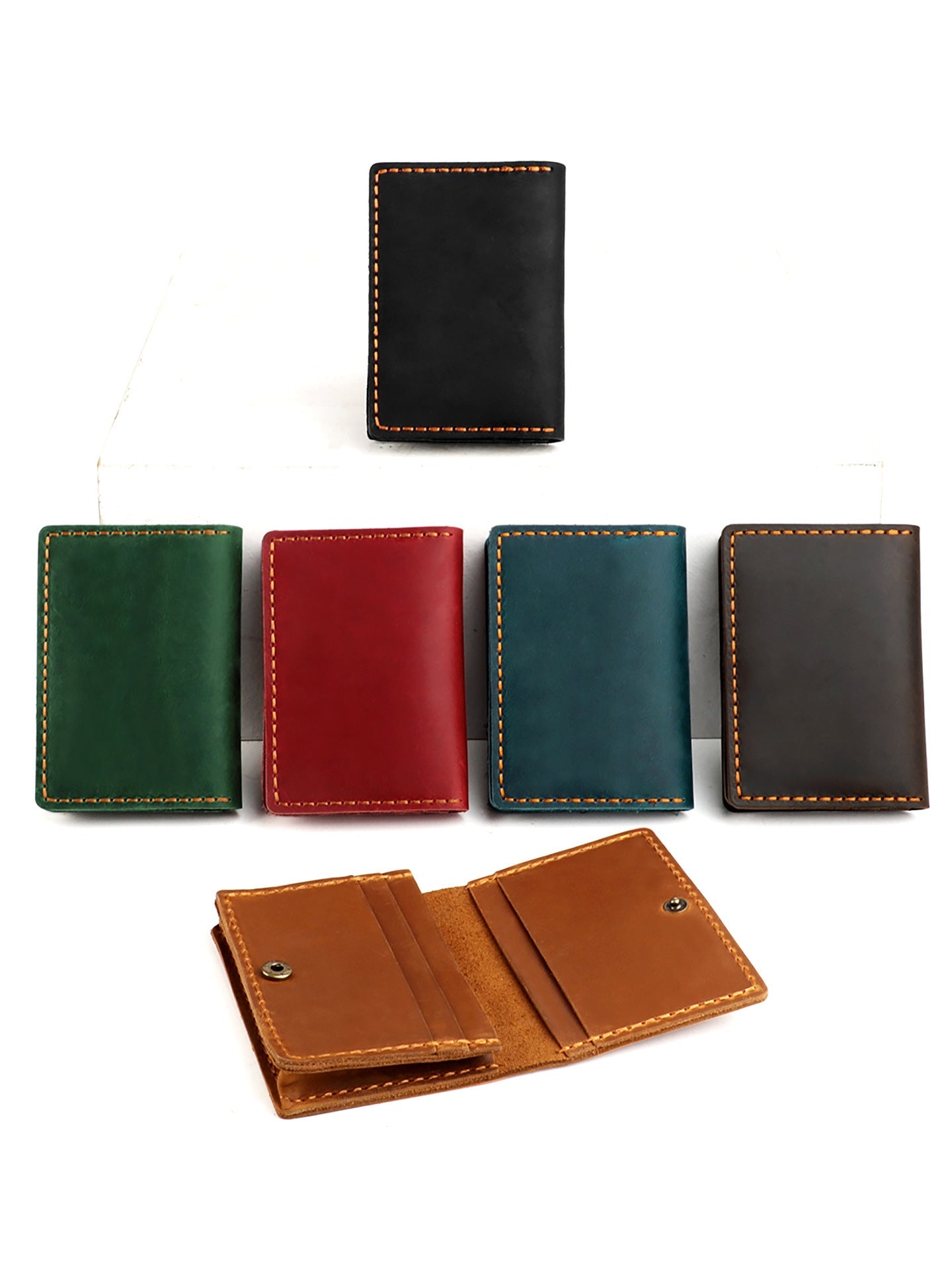 Handmade Crazy Horse Leather Card Holder Slim Wallet