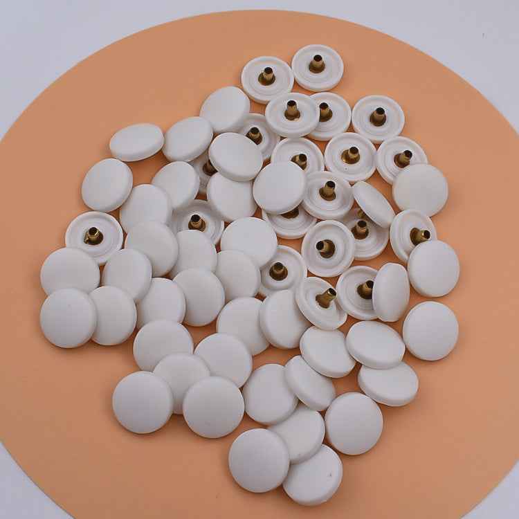 15mm black plastic snap buttons with brass studs, round