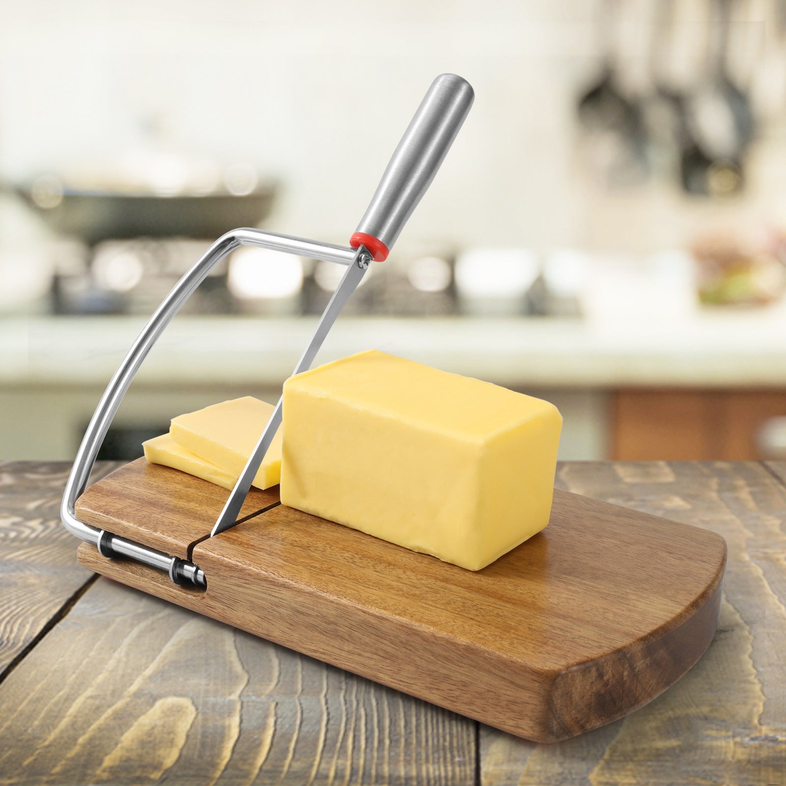 Acacia Wood Cheese Slicer Board – Cheese, Ham & Fruit Cutter