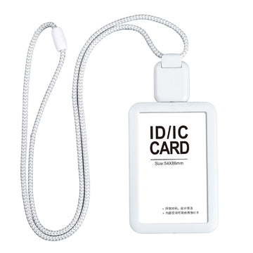 White Badge Holder with Long Retractable Lanyard – 2 Pack | Horizontal & Vertical | Fits 86×54mm Cards White A
