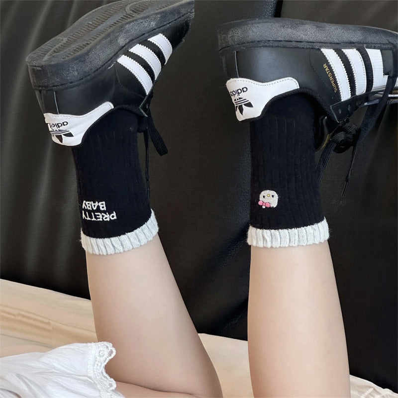 Hello Kitty Embroidered Colour-Block Crew Socks 4-Pack