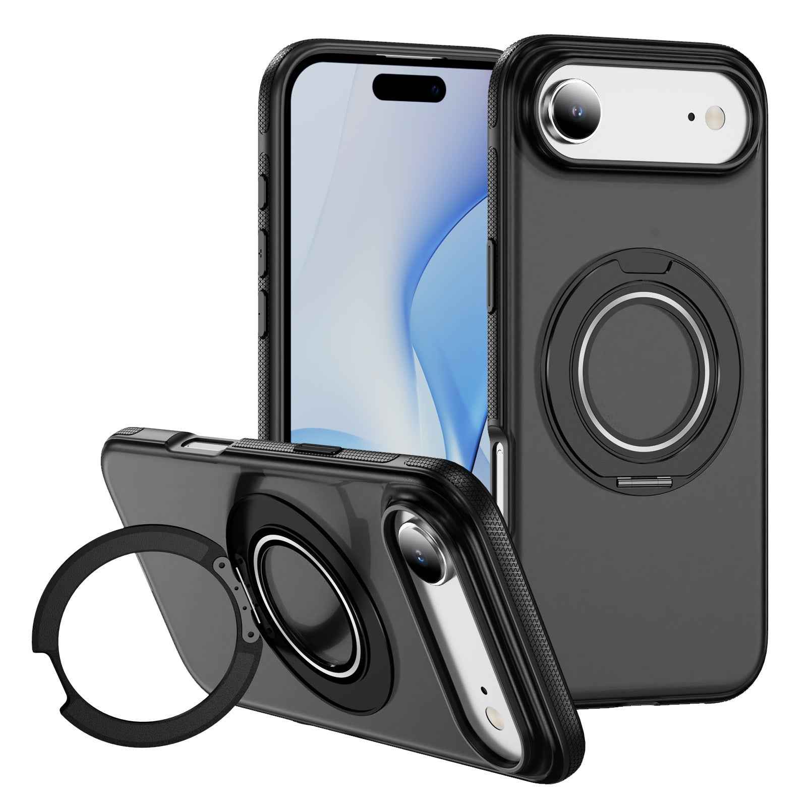 iPhone 17 Rotating Stand Phone Case Black
