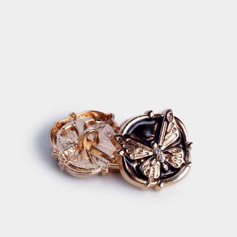 Vintage Rhinestone Butterfly Metal Sew-On Buttons, 20-Pack Gold