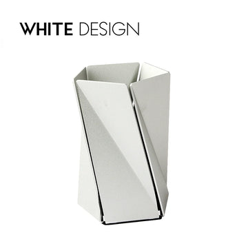 Modern Aluminum Twist Pen Holder - Minimalist Desktop Organizer Silver