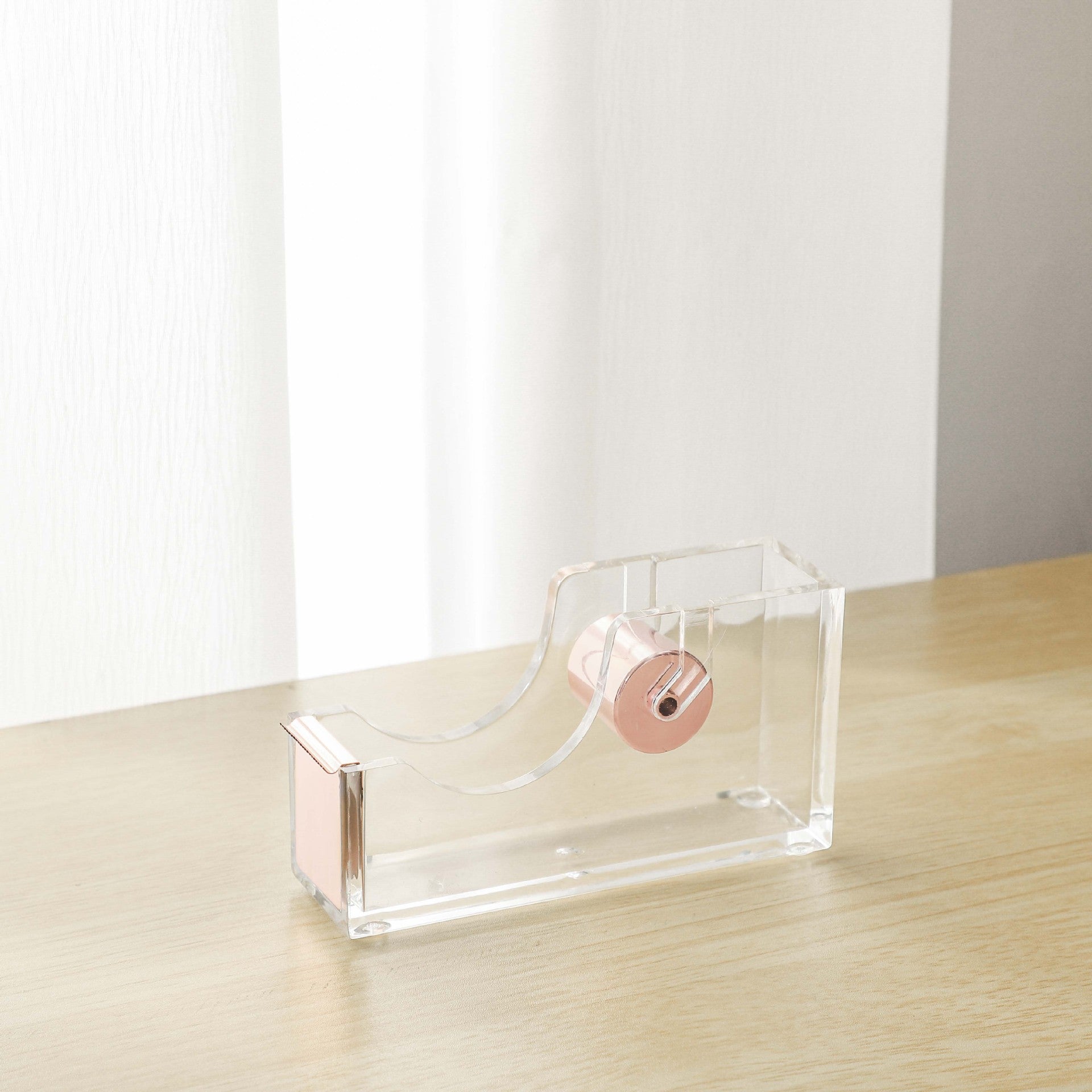 Office Transparent Acrylic Tape Dispenser Rose Gold