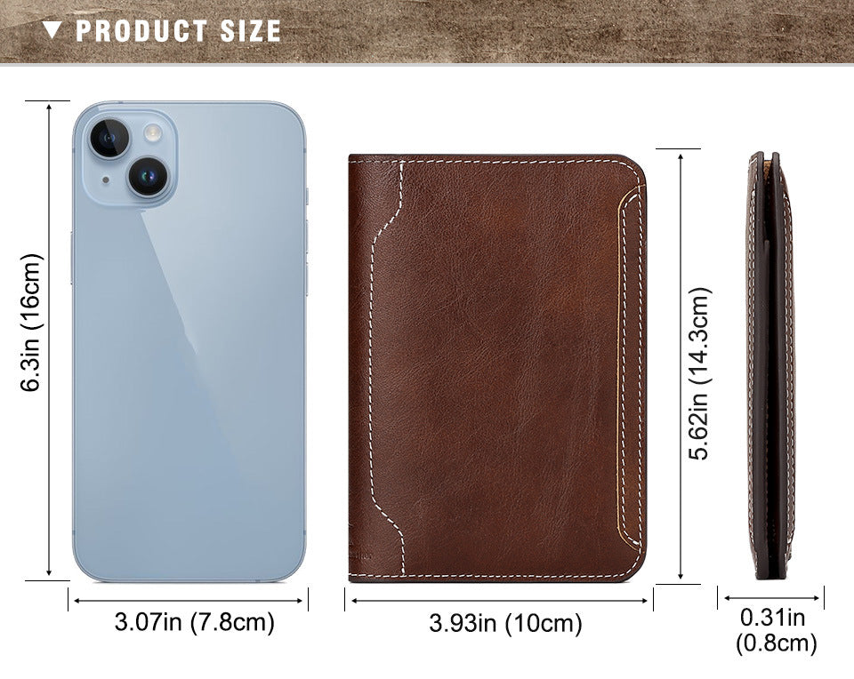 Top Grain Leather Passport Holder Travel Document Wallet