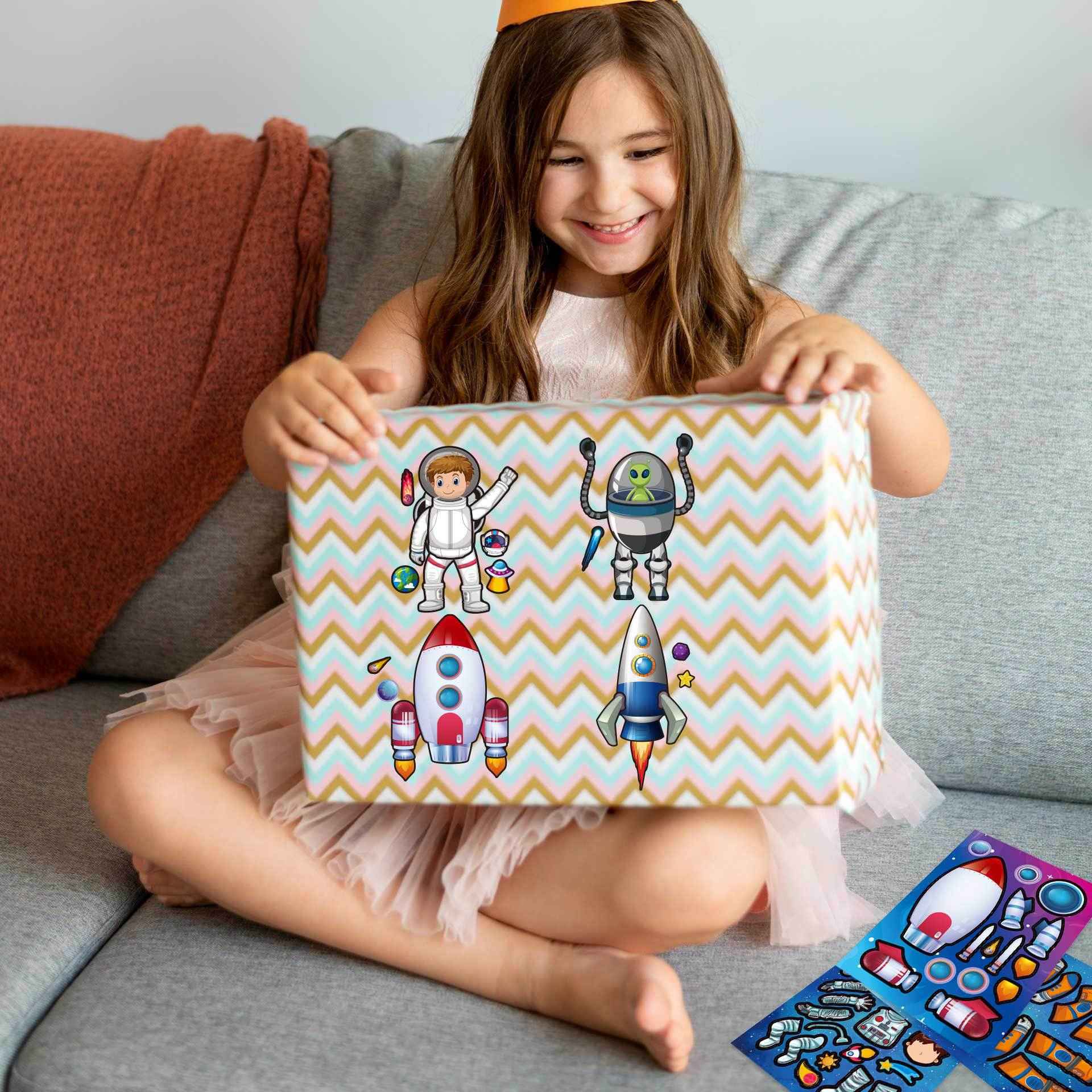 32 Sheets Universe Theme Make Your Own Stickers for Kids