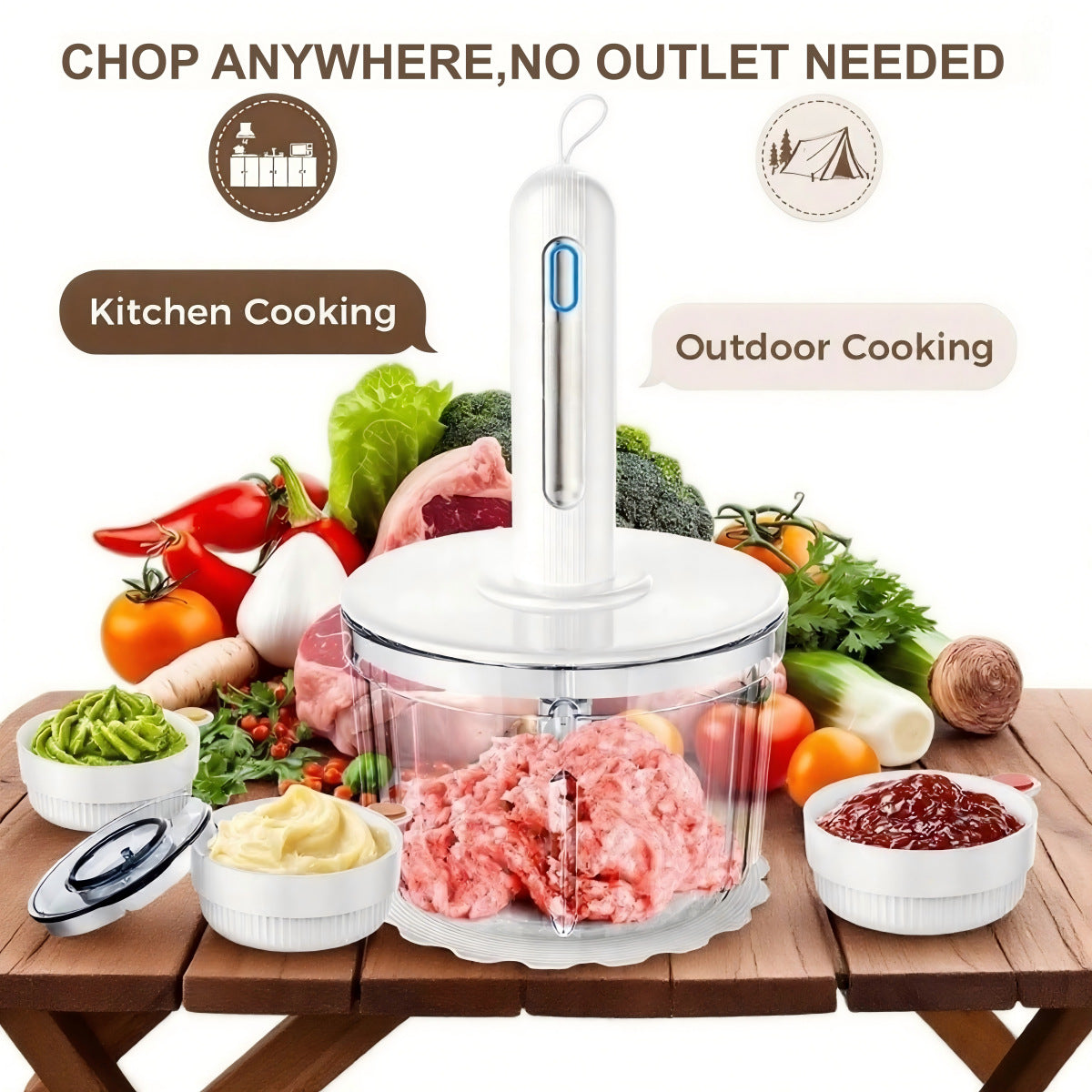 Portable Baby Food Blender & Meat Grinder – Rechargeable Handheld Processor with 3×150ml Bowls