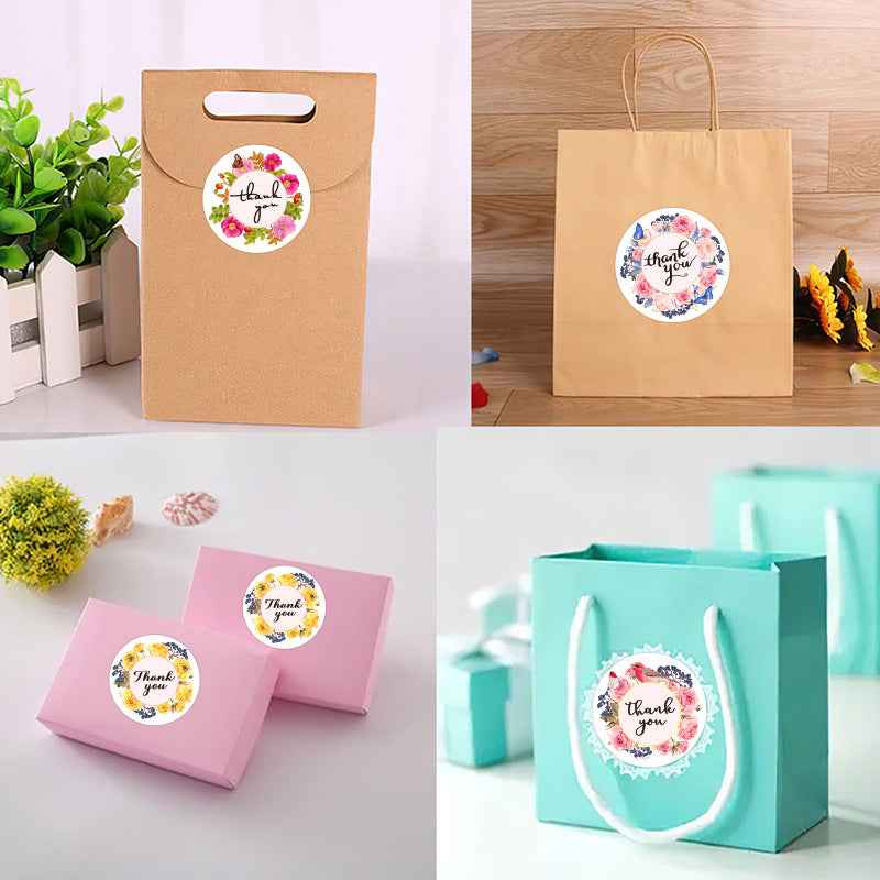 1000pcs Thank You Stickers,Round 1 Inch Floral Labels for Small Business