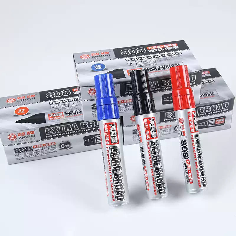 3.8 mm Extra-Large Refillable Permanent Marker Set, 6 Pens