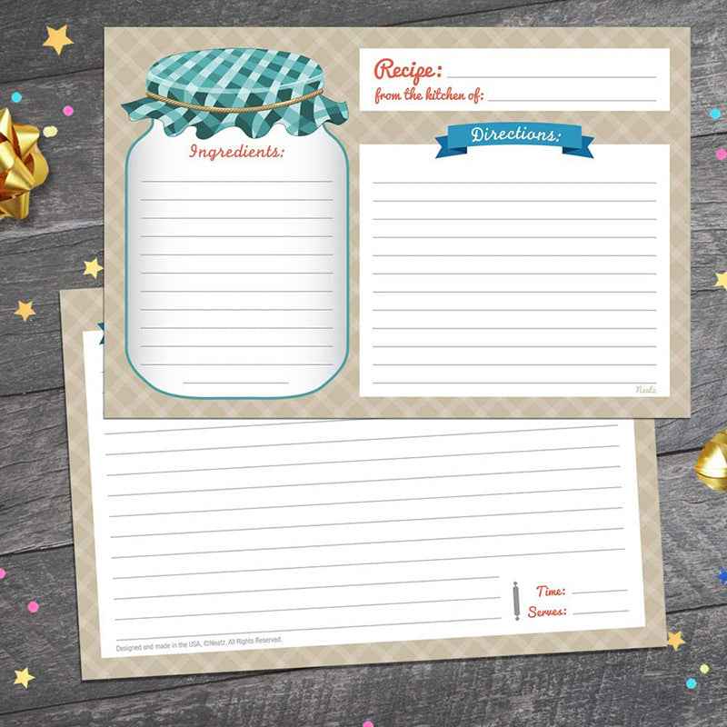 25 Double Sided Recipe Cards 4 x 5.5 Inch