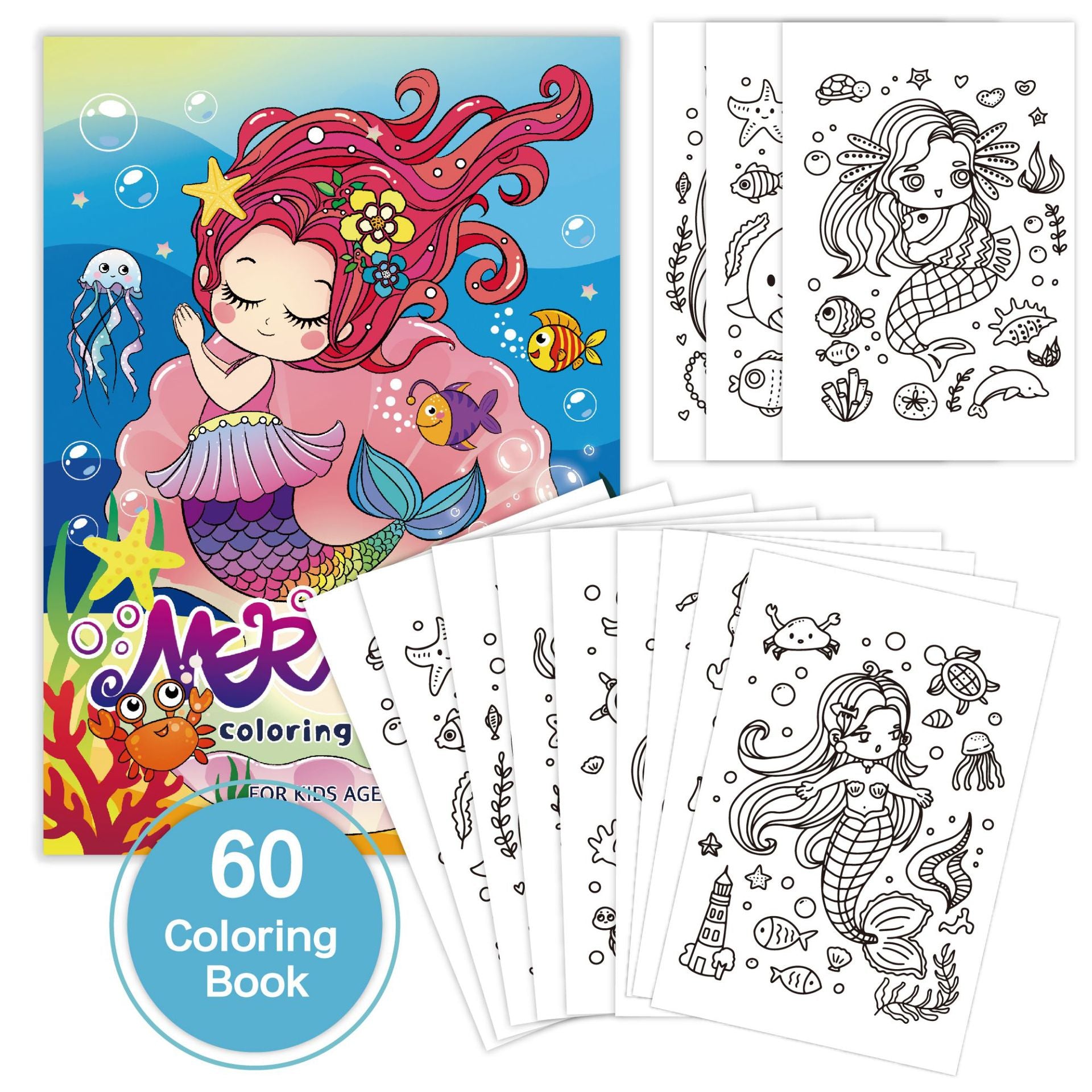 Kids Colouring Books 3-Pack – Unicorn, Mermaid & Dinosaur | 60 Pages