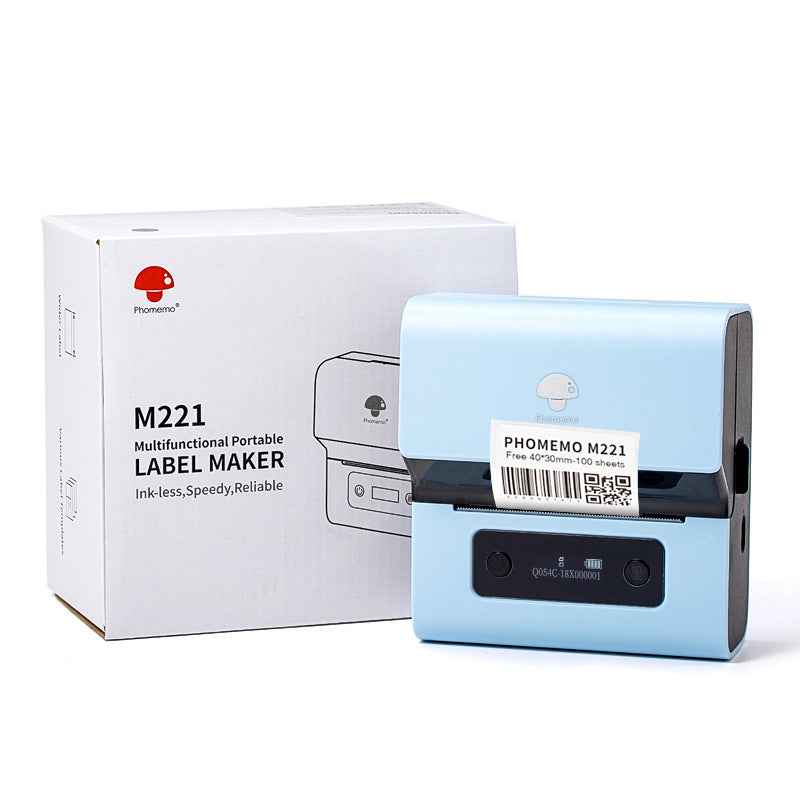 Phomemo M221 Label Makers- 3 Inch Barcode Label Thermal Printer Blue