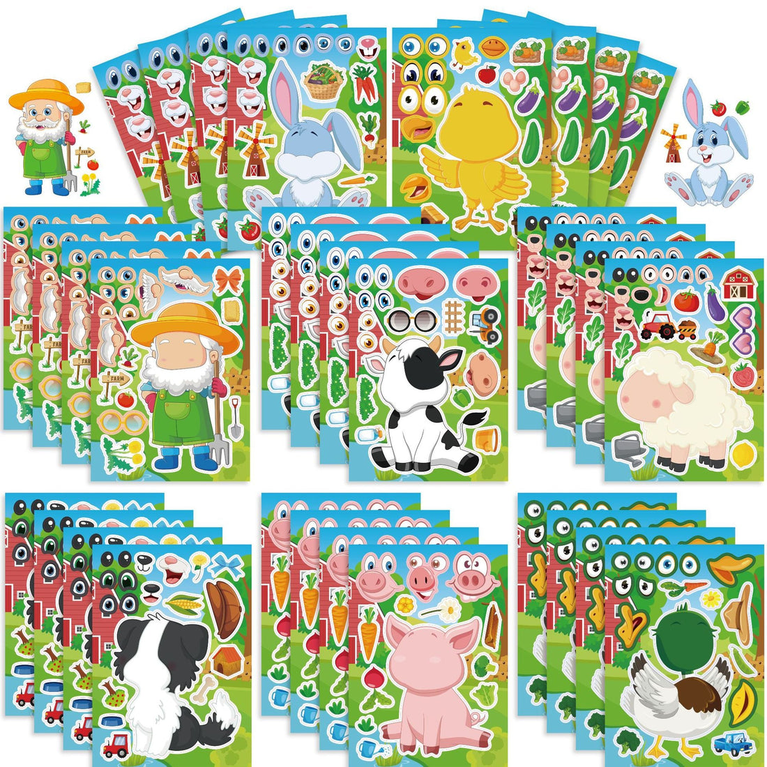 Make a Face Farmer Animals DIY Stickers for Kids 24 Sheets