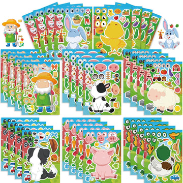 Make a Face Farmer Animals DIY Stickers for Kids 24 Sheets