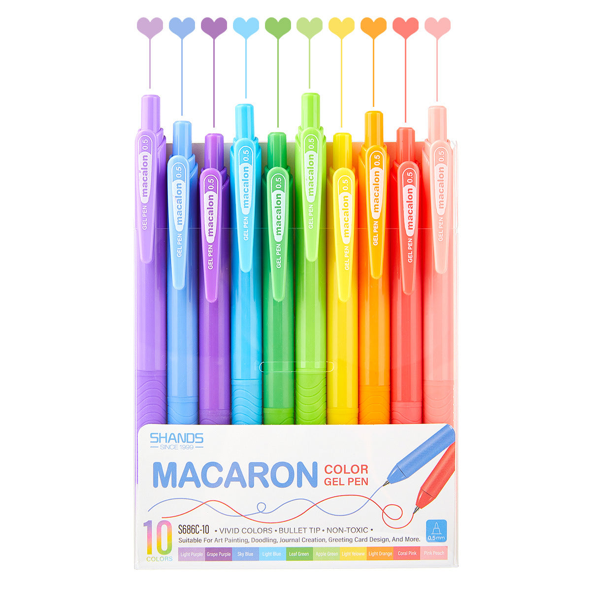 SHANDS S686 Retro /Juice Colored Gel Ink Pens Retractable 0.5mm 10 Macaron